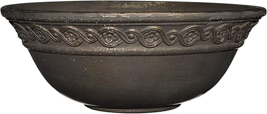 Classic Home and Garden Indoor/Outdoor Round Corinthian Resin Flower Pot Planter Bowl, Bronze, 12"