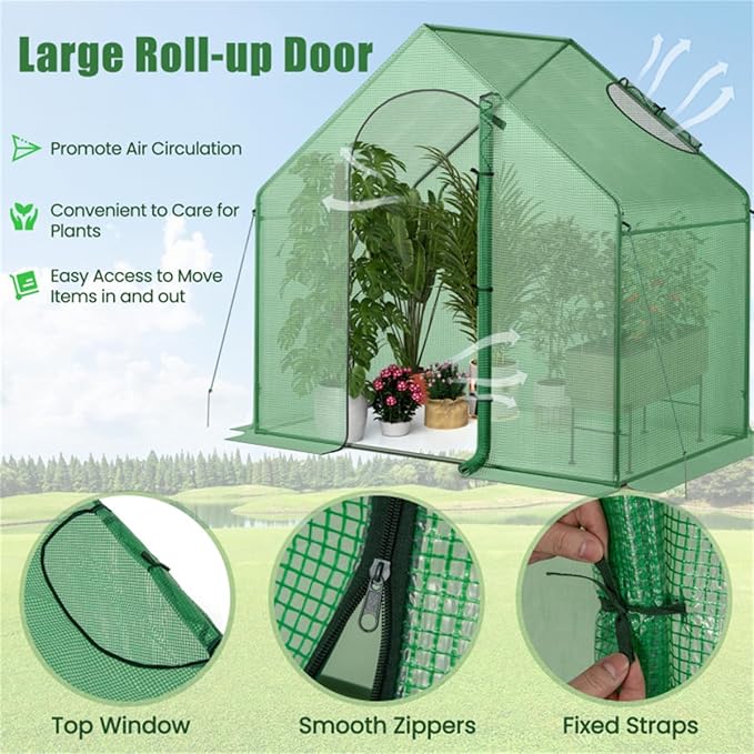 71x40x66 Walk-in Mini Greenhouse Kit for Outdoors with Durable Greenhouse Plastic Cover, 4-Tier Small Green Houses for Outside Gardening & Plant Protection, Portable Indoor Green House