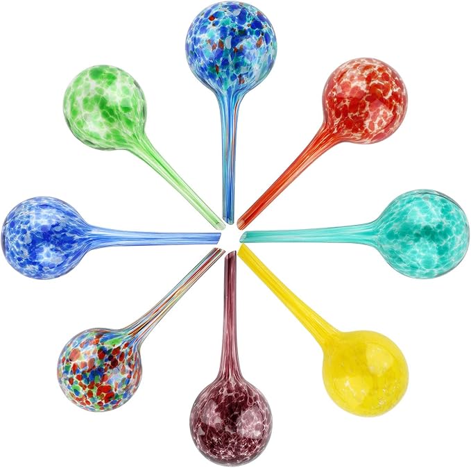 Brajttt Plant Watering Globes Automatic Glass Watering Bulbs, Glass Ball Planter, Decorative Garden Watering Cans Glass drip Ball with 8 Tags, 8-Pack, 2.95 inch Diameter