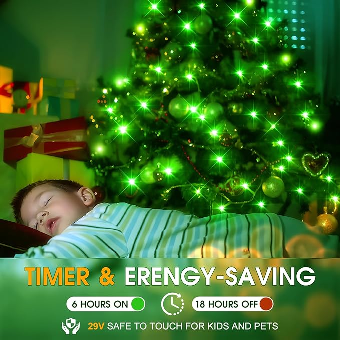 KNONEW 600ft 1500 LED String Lights Outdoor Christmas Lights 8 Modes & Timer Fairy Light Plug in Waterproof LED String Lights for Xmas Yard Tree Wedding Party Holiday Decorations (Green)