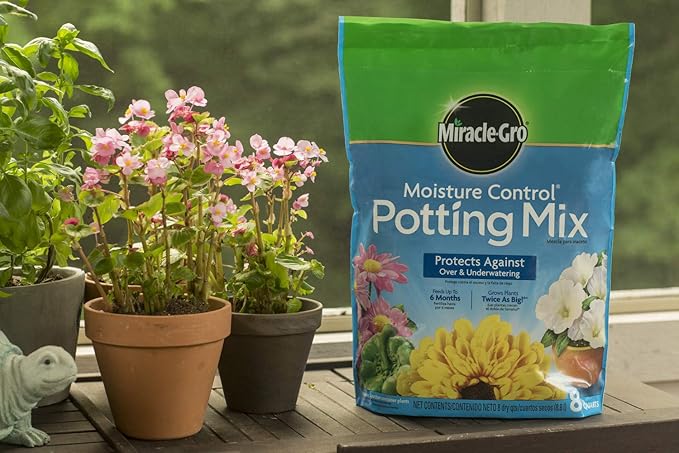 Miracle-Gro Moisture Control Potting Mix 8 qt., Protects Against Over and Under Watering Container Plants, 2-Pack