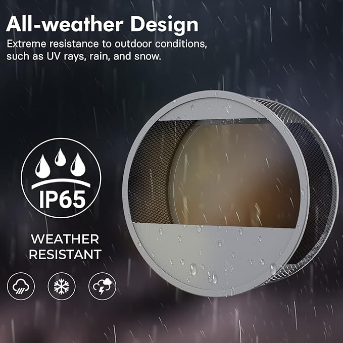 Grand patio Outdoor Circular LED Solar Hanging Wall Sconce Planter, with Dusk to Dawn Sensor Decor Wall Lighting for Garage Doorway Patio Yard, Cement Grey (S-Round)