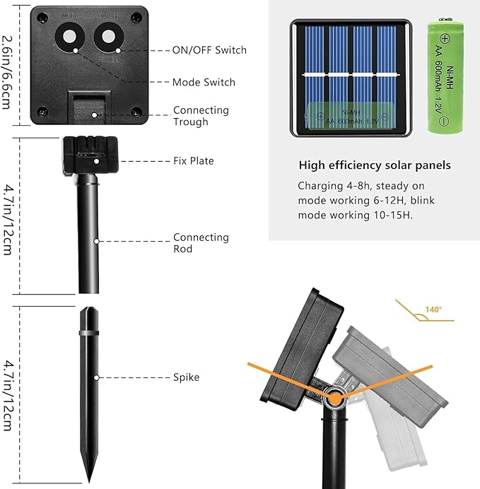 Voolex 4-Pack Solar Christmas String Lights Outdoor - 100LED 33FT Solar Powered LED String Light Waterproof with 8 Modes for Garden, Fence, Holiday, Party, Balcony, Xmas Decorations Cold White