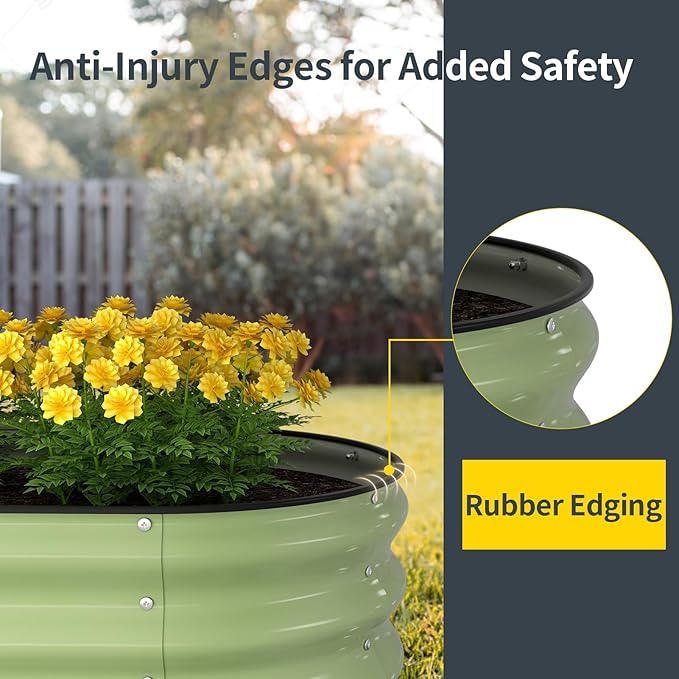 Kesfitt Raised Garden Bed Kit,Outdoor Galvanized Planter Raised Boxes with Safety Edging and Gloves,Large Metal Raised Garden Beds for Gardening Vegetables,Fruits,Flower(6x3x1FT)