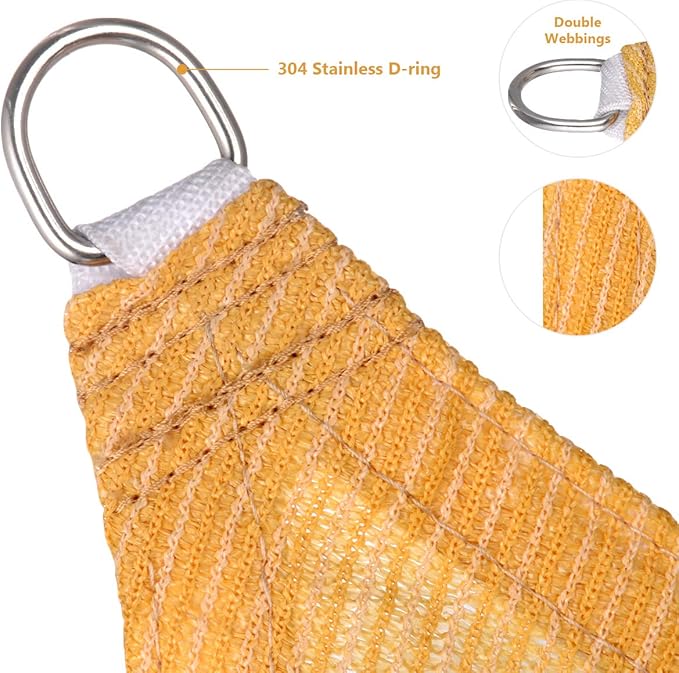 Eden's Decor Straight Flat-Edged Sun Shade Sail Rectangular 18' x 20' Wheat UV-Blocking Outdoor Canopy Fabric Cloth Awning for Pergola Patio Garden Backyard Custom Size