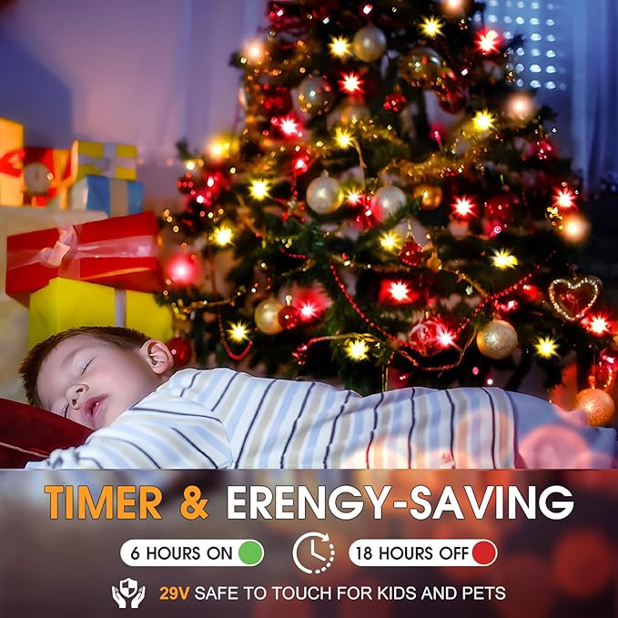 KNONEW 403ft 1000 LED String Lights Outdoor Christmas Lights 8 Modes & Timer Fairy Light Plug in Waterproof LED String Lights for Xmas Yard Tree Wedding Decorations (Red and Warm White)