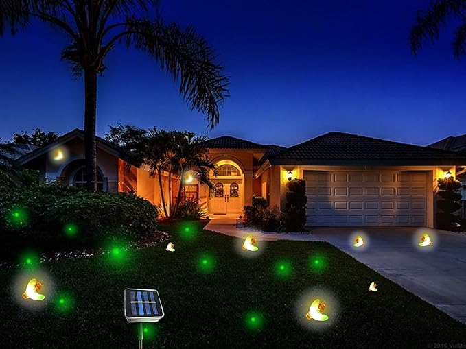 Outdoor Solar Powered Firefly Lights Bugs with 9 Bee, Flickering Fireflies String Lights with 9 Amusing Fireflies Bulbs for Garden Patio Lawn, Brings Back Memories of Your Childhood