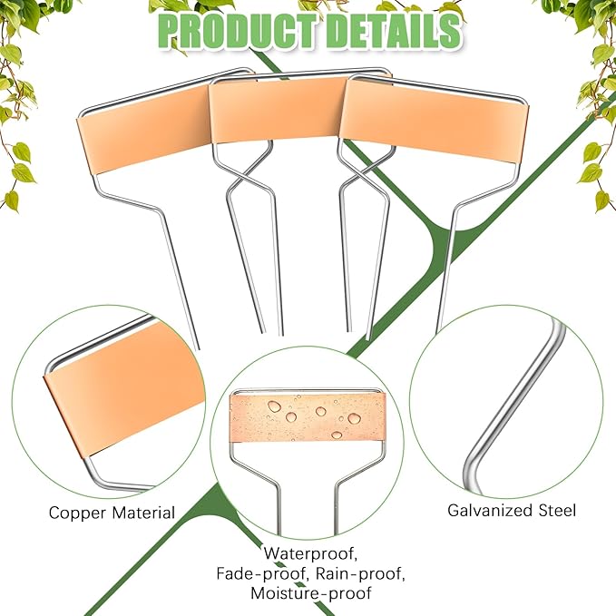 Moxweyeni 60 Pcs Metal Garden Tags Plant Labels for Garden Waterproof Plant Markers with 2 Permanent Pen Planting Nursery Garden Tags Reusable Garden Labels Stake for Plants (Copper Color,4 Inch)