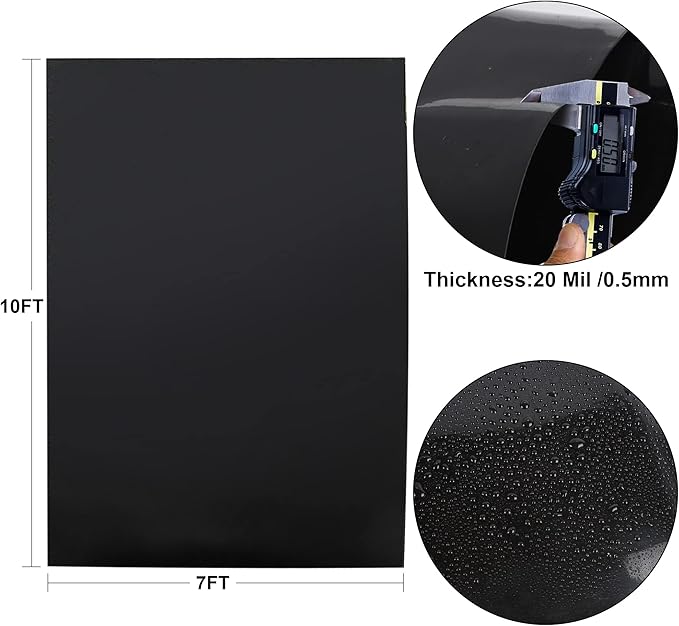 7 x 10 FT Pond Liner, 20 Mil Fish Pond HDPE Liner, Pond Liners for Outdoor Ponds, Koi Ponds, Garden Fountain, Waterfall