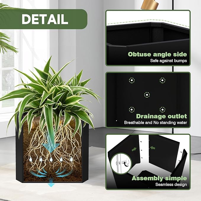 Steel Planter Box-26"x26"x26"-Large Square Planter Box-Outdoor Indoor-Cube Steel Planter Heavy Duty Black Metal Planter Flower Pot Commercial Residential for Home Garden Porch Hotel Patio