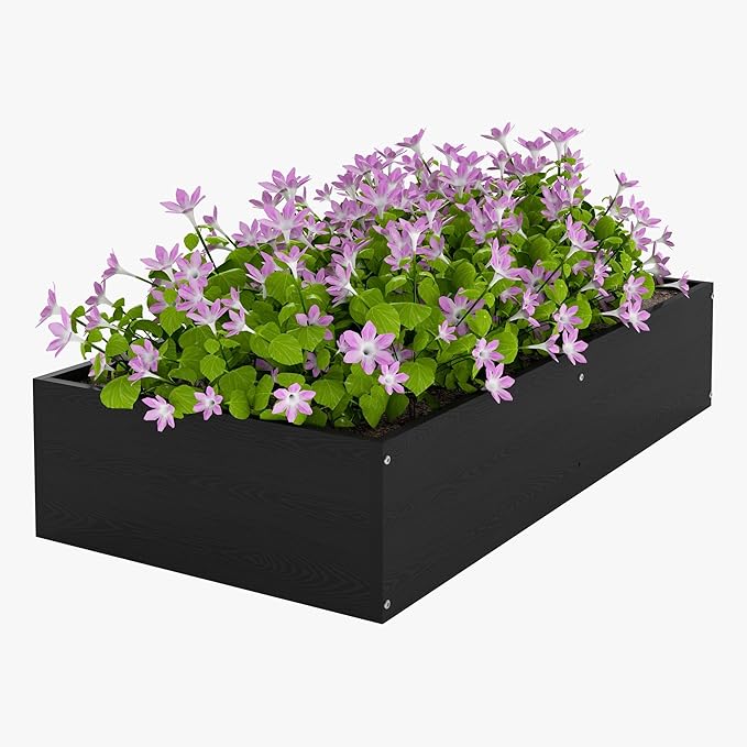 Raised Garden Bed 47.24 * 24.4 * 9.65 in,HDPE Vegetable Planter Bed Outdoor,Elevated Horticulture Planter Bed,Waterproof,Rot-Resistant and Non-Cracking Above Ground Garden Bed(Black)