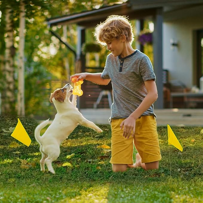 Zozen 50Pack Yellow Marking Flags, Writable/15x4x5 Inch, Yard Flags for Lawn & Irrigation & Landscape & Sprinkler & Survey & Dog Training.