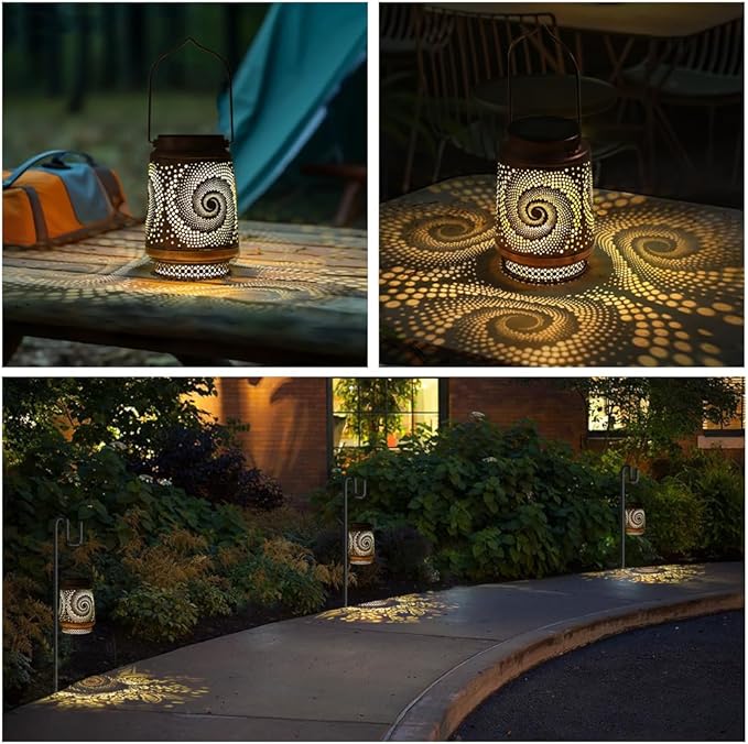 Spiral Lamp Gifts for Mom/Grandma/Women/Sister Solar Light Gifts Mother Day Gift Solar Lanterns Outdoor Waterproof Lights LED Jar Hanging Lamps Decor for Garden Yard Patio