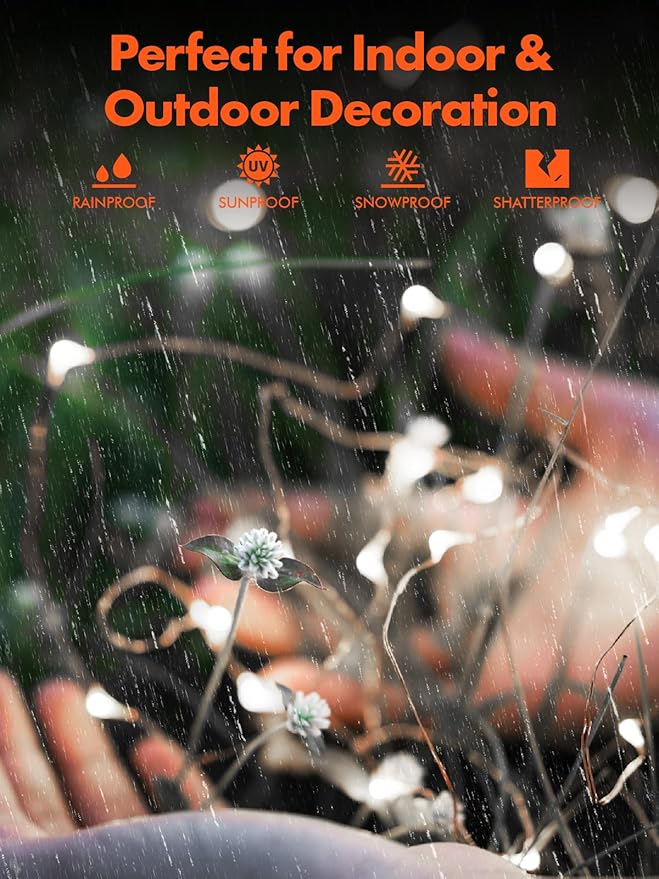 Twinkle Star 4 Pack Outdoor Solar String Lights, Total 160FT 480 LED Solar Powered Fairy Lights with 8 Modes, Christmas Trees Light for Patio Garden Party Backyard Wedding Decor, White