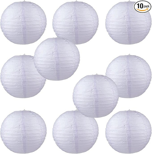 WYZworks - Round Paper Lanterns 10 Pack (Light Lavender, 14") - Hanging Paper Lanterns Lamp for Wedding, Birthday, Party and Home Decorations with 8", 10", 12", 14", 16" Option