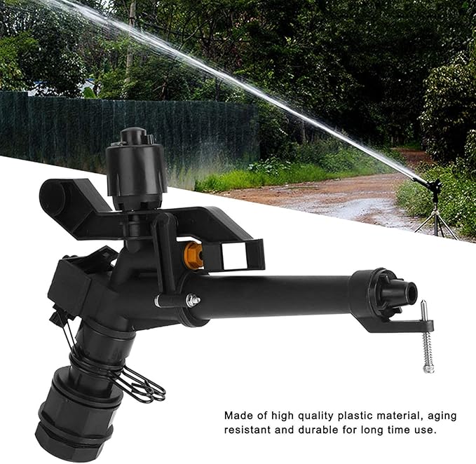Rocking Arm Sprinkler, 1.5in to 1in DN25 Female Thread Adjustable 360 Degree Rotating Rocking Arm Impact Mini Sprinkler with Nozzle Set