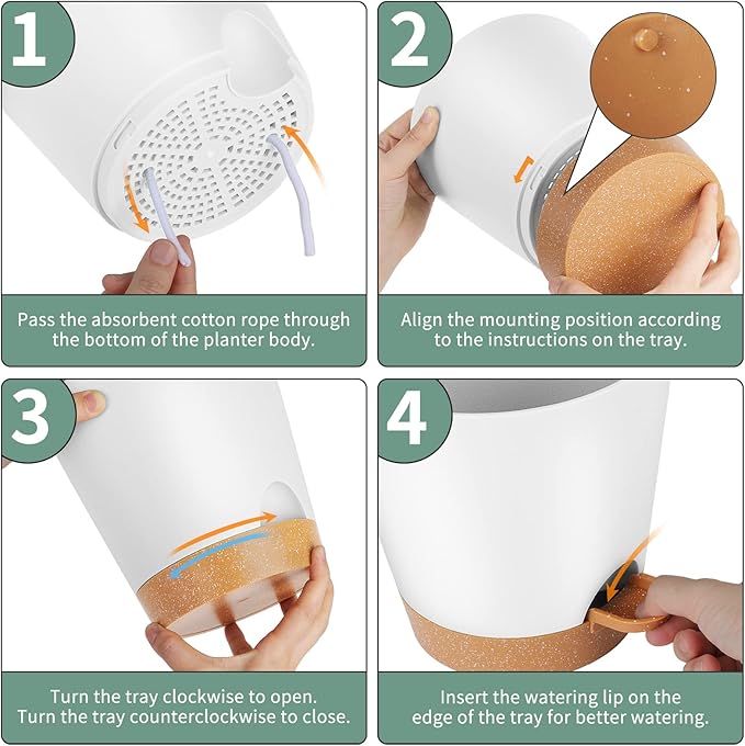 GARDIFE Plant Pots 7/6.5/6/5.5/5 Inch Self Watering Planters with Drainage Hole, Plastic Flower Pots, Nursery Planting Pot for All House Plants, African Violet, Flowers, and Cactus,White