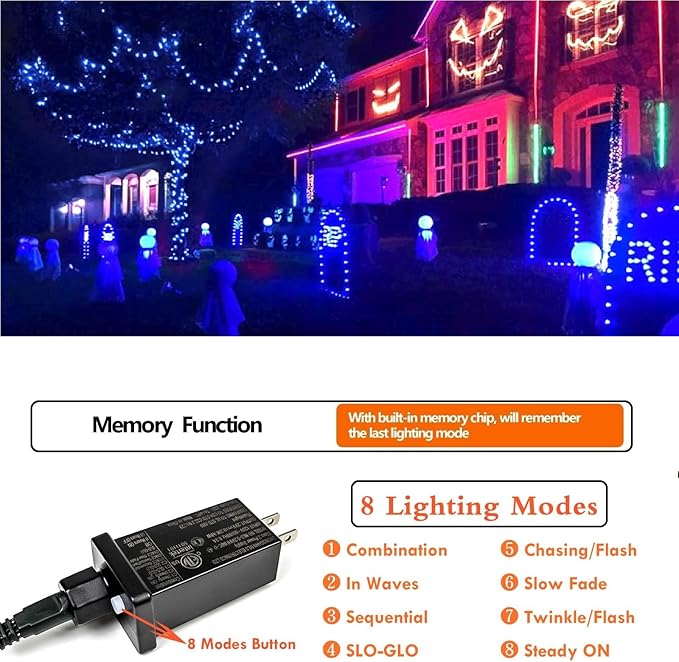 2-Pack 66FT 200 LED Blue Christmas Lights for Indoor/Outdoor, Super Bright Plug in String Lights,Waterproof Xmas Light Outdoor for Christmas Decorations Bedroom Party Decor Garden Patio Tree (Blue)