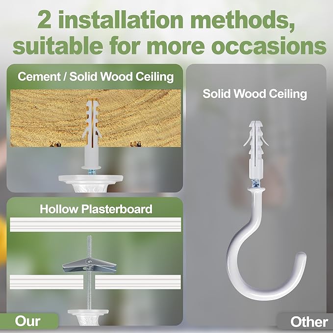 6 pcs Ceiling Hooks for Hanging Plants,Hanging Hanging Lights Metal Small Hooks,Indoor Outdoor Wall Heavy Duty Plant Hanger Swag Hook