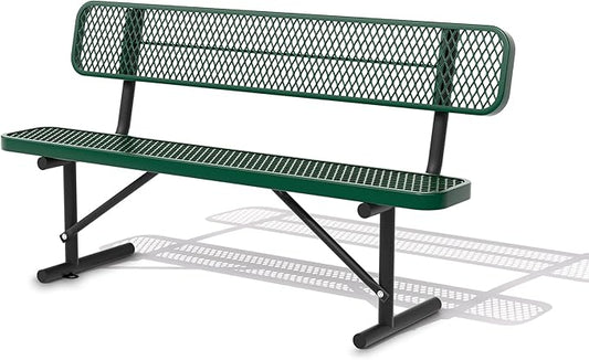 4/6/8 Feet Park Bench for Outside Heavy Duty Metal, Garden Benches Outdoor Bench with Backrest & Portable Frame, for Shopping Malls Stores Parks Patios Decks, Green