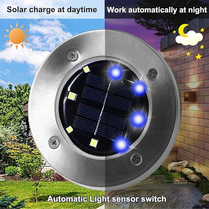 Solar Ground Lights, Waterproof Solar Garden Lights, Upgraded Outdoor Garden Waterproof Bright in-Ground Lights, Landscape Lights for Pathway,Yard,Deck,Lawn,Patio,Walkway (12 Pack Blue Light)