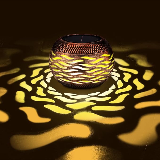 Waterproof Solar Lanterns Outdoor 2-Pack - Retro Metal Hollow-Out Garden Lights, Outdoor Yard Garden Porch Patio Lawn Inside Tabletop Decorations Unique Gardening Gifts for Women, Mom, Mother's Day