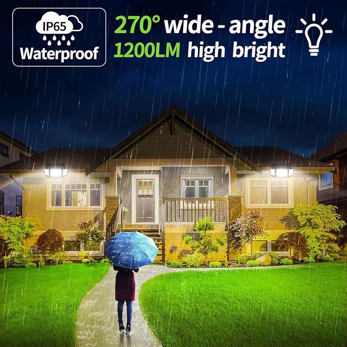intelamp Solar Outdoor Lights,6000mAh Motion Sensor with Dual Sensors,Waterproof Solar Flood Lights 270°Wide Angle for Outside with 3 Modes