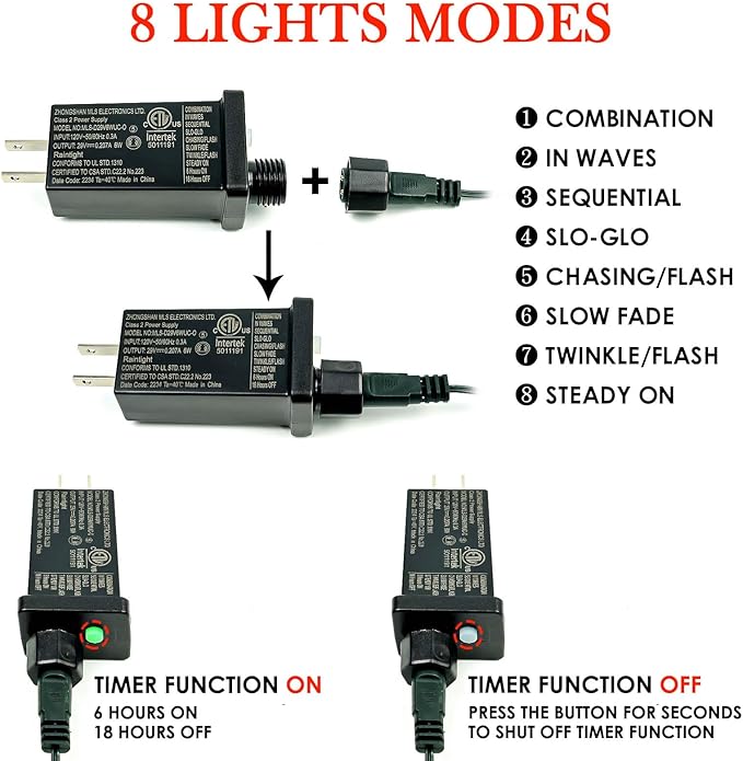 OZS 2PACK 164ft 400LED Extendable Color Changing Christmas String Lights Indoor/Outdoor, Waterproof 8 Modes Multicolor Christmas Tree Lights for Garden Christmas Decorations (Multicolor Light)