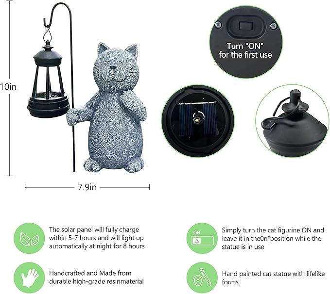 Solar Garden Decor Statues Figurine: Garden Art for Patio Balcony Yard Lawn - Unique Christmas Birthdays Gifts for Mom Grandma Women Wife Sister