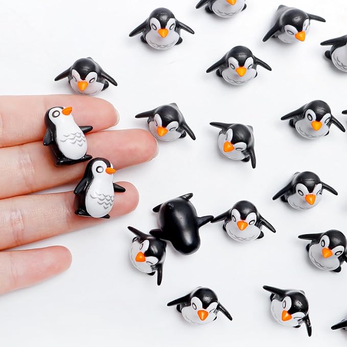 Bbiamsleep 25 Pcs Miniature Penguin Figurines Mini Penguin Figurines Resin Penguin Mini Penguin for Fairy Garden Micro Landscape Winter Christmas Decor