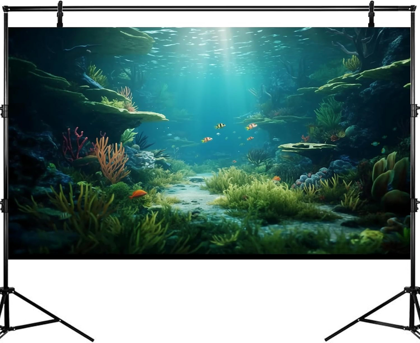Ocean Floor Fish Tank Background Under The Sea Coral Reef Aquarium Background Underwater Aquatic Plants Corals Rock Cave Terrarium Backgrounds Tropical Fish Ocean Aquarium Backgrounds Decors 36x20in