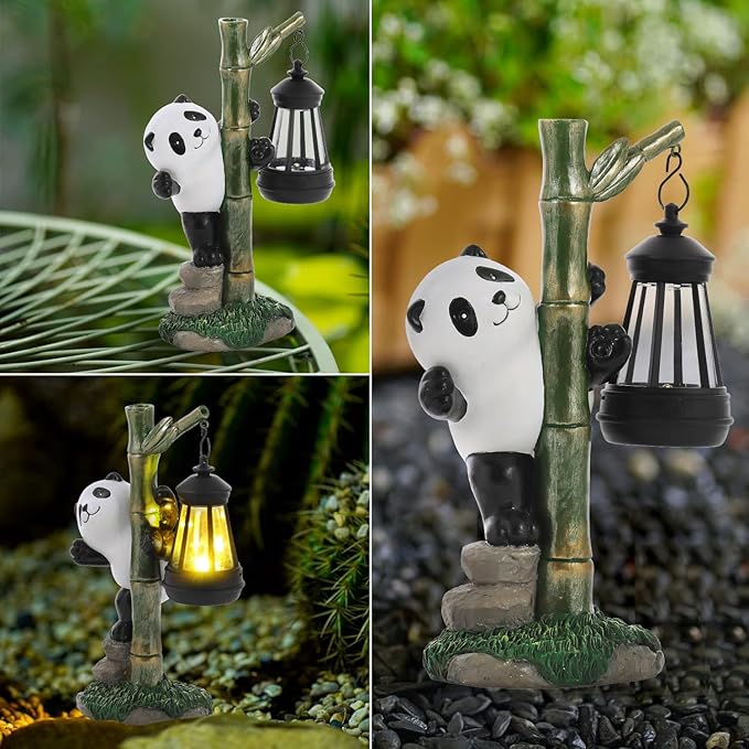 Solar Garden Decor Panda Gifts, Garden Yard Art Decor Panda Gifts for Women - Birthday Gifts for Panda Enthusiasts Grandma Mom Women ﻿