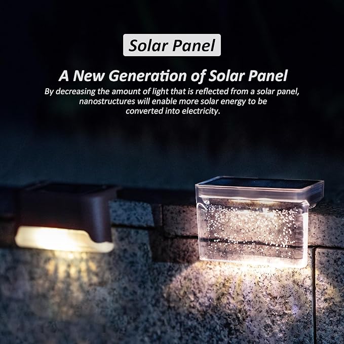 Solar Step Lights Outdoor LED Deck Fence Patio Wall Lights Garden Pathway Decoration Lighting 6 Pack(Warm White)