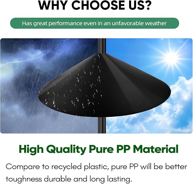 24-inch Large Squirrel Proof Bird Feeders for Outside Hanging,Outdoor Squirrel Baffles for Bird Feeders Pole, Bird House Guard for Outdoor Shepherd’s Hook, Black Color