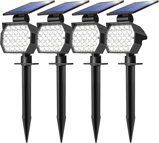 NIORSUN Solar Spot Lights Outdoor,23 LEDs Landscape Lighting with Auto On/Off and 3 Lighting Modes, IP67 Waterproof Spotlights,Outdoor Solar Lights for Yard Garden,4 Pack(Cool White)
