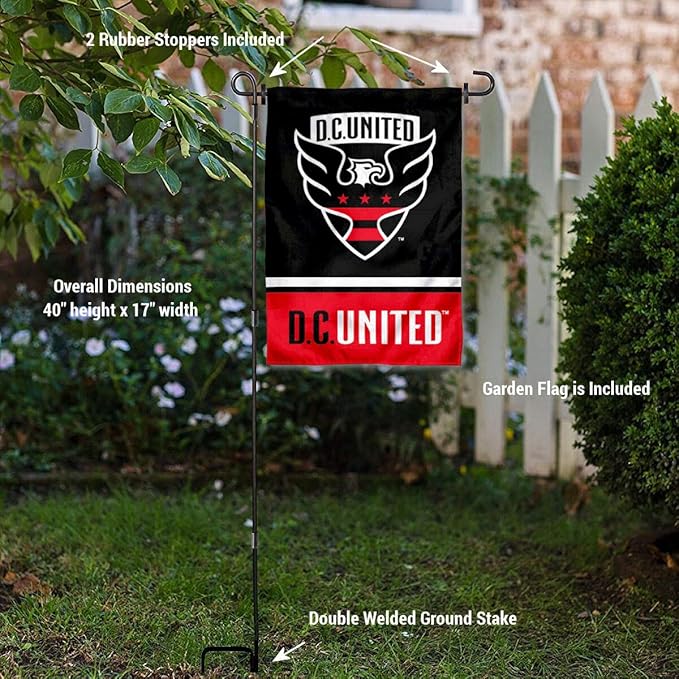 WinCraft Washington DC United Garden Flag with Stand Pole Holder