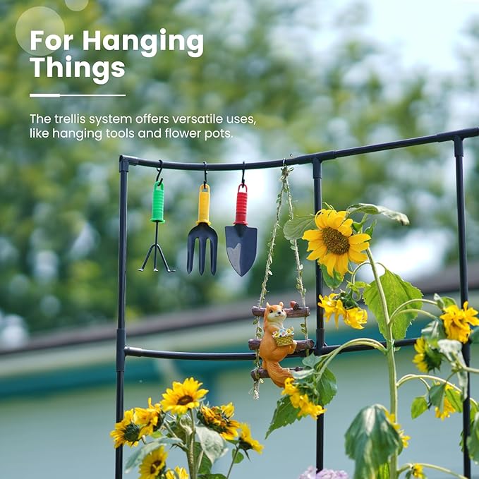 KING BIRD Raised Garden Bed with Wall Trellis Galvanized Planter Garden Box Outdoor for Gardening, Climbing Vegetables, Flowers 3.94x2.95x0.98 Ft, Silver