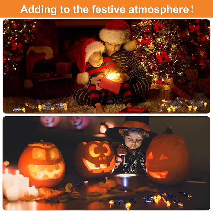 SumDirect Pack of 12 LED Mini Non-Blinking Lights for Paper Lanterns Balloons Floral Wedding Halloween Christmas Party Decoration Centerpieces (12, Orange Yellow)
