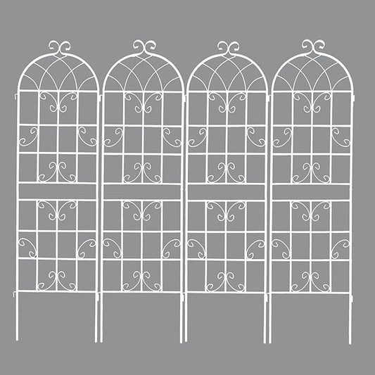 4 Pack Metal Garden Trellis 71" Fence Rustproof Garden Trellis for Climbing Plants Support Roses Flower Outdoor Lawn, Cream White