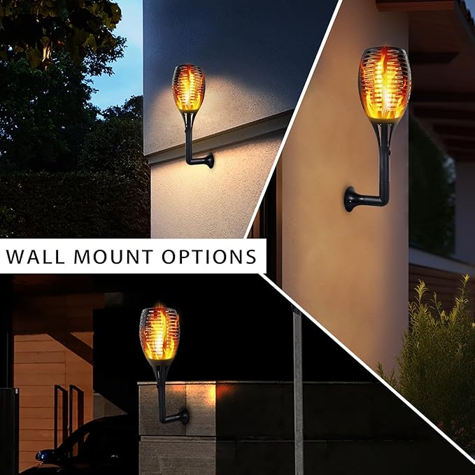I-SHUNFA 96 LED Outdoor Waterproof Solar Torch Lights with 3 Modes—Flickering Flame, Fade Effect, or Full Brightness! Automatic On/Off Landscape Decorations and Security Lights