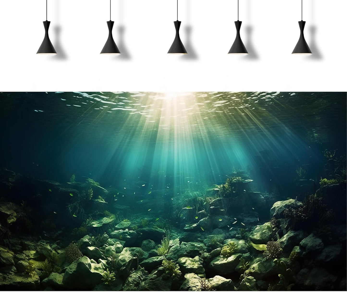 Deep Ocean Aquarium Background Under The Sea Fish Tank Background Underwater World Terrarium Backgrounds Ocean Floor Rock Aquatic Plants Aquarium Backdrop for Fish Tank Backgrounds Decors 36x20in