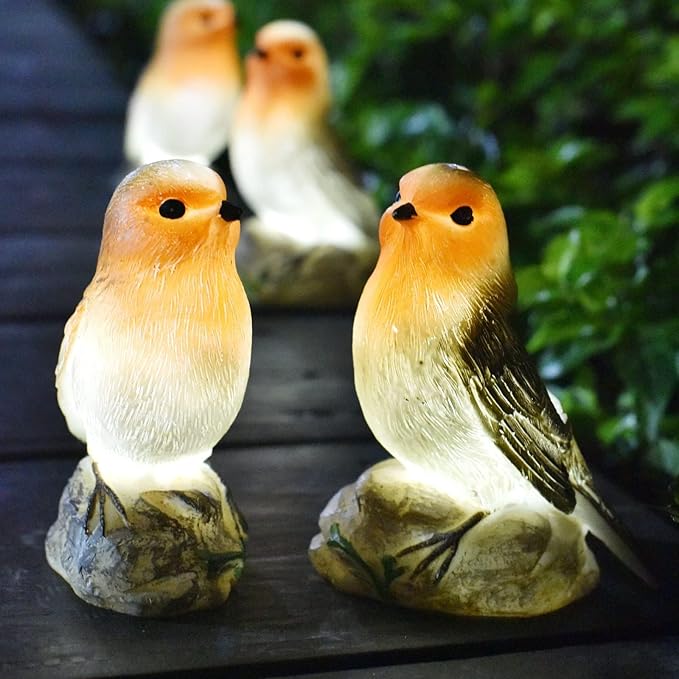 Solar Garden Outdoor Statues Bird Lights, Cute Birds Garden Decor for Outside, Christmas Birthday Gifts for Women, Unique Mother Grandma Housewarming Gifts and Yard Decoration