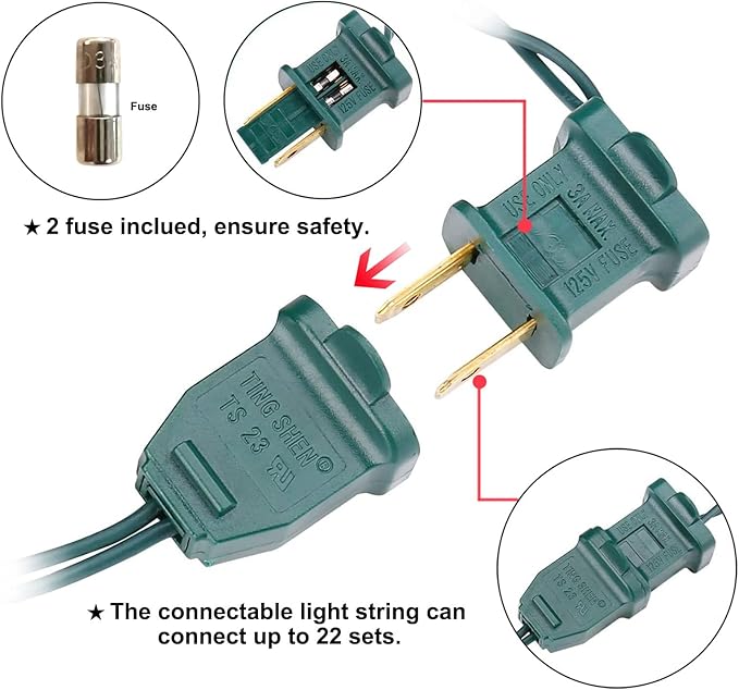 MULTI-SPARKING White Christmas LED Lights - 2 Pack 100 Count Cool White Holiday String Lights for Tree, Party, Wedding, Indoor and Outdoor Use, 2 Sets 33 Feet Green Wire, UL Certified, Connectable