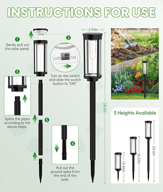 Solar Pathway Lights Outdoor, 4 Pack Bright Solar Powered Garden Lights Waterproof IP65, Long Lasting Outdoor Light for Yard Garden Walkway Landscape Lawn Patio (Cool White, 4 Pack)