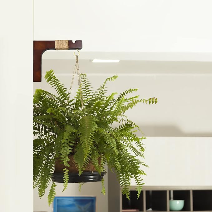 Plant Hanger Hooks for Indoor Hanging Plants, 2 Pack Rustic Farmhouse Wooden Hanging Basket Wall Bracket Plant Hooks for Indoor Outdoor Flower Pots Lanterns Wind Chime Balcony Light Garden Decoration