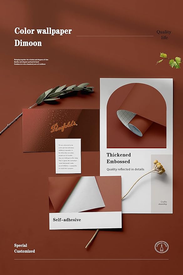 Dimoon 78.7''x17.7'' Orange Peel and Stick Wallpaper Contact Paper Modern Self Adhesive Wall Paper Removable Renter Friendly Textured Solid Color Shelf Cabinet Vinyl Roll (78.7''x17.7'',Vermilion)