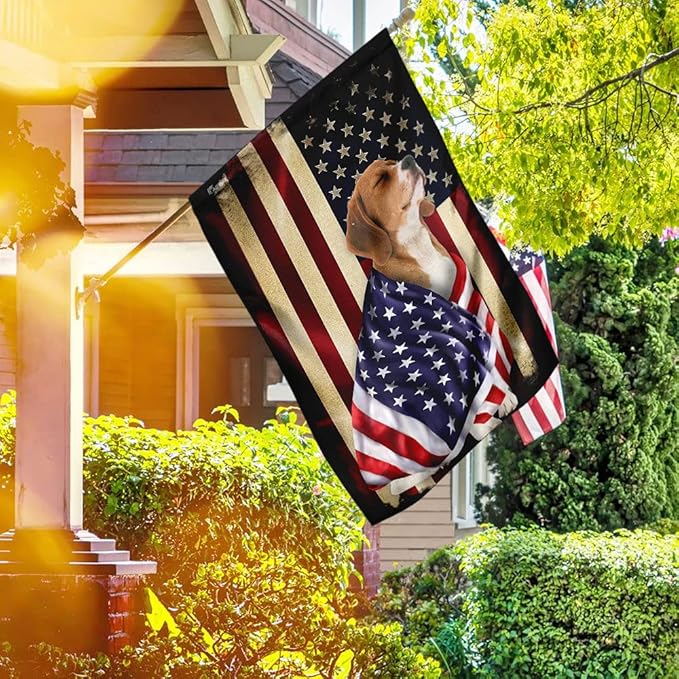 FLAGWIX Beagle Flag - Outdoor Beagle Decorations, 29.5" x 39.5" House Flag For Porch, Patio, Wall Decor, Heavy-duty Canvas American with Beagle Garden Home Décor Double Sided