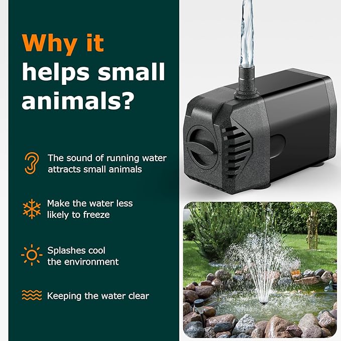 POPOSOAP Solar Fountain Pump, 20W Solar Powered Water Pump with 6.6FT Water Pipe, 320GPH Solar Pond Pump for Pond, Fish Tank, Yard and Wildlife Garden