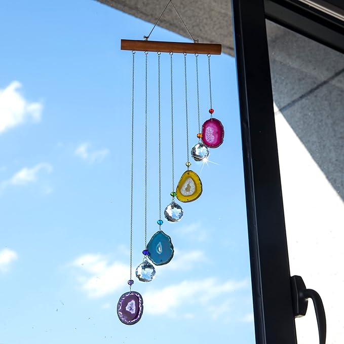 Agate Decor Crystal Prism Suncatcher Window Garden Hanging Sun Catchers Rainbow Maker Pendant