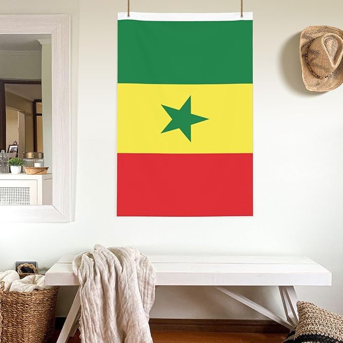 Senegal Senegalese Flag Garden Yard House 2x3 ft Flags Double Sided Print Banner Indoor Outdoor Party Home Decorations for Boat Dorm House Balcony